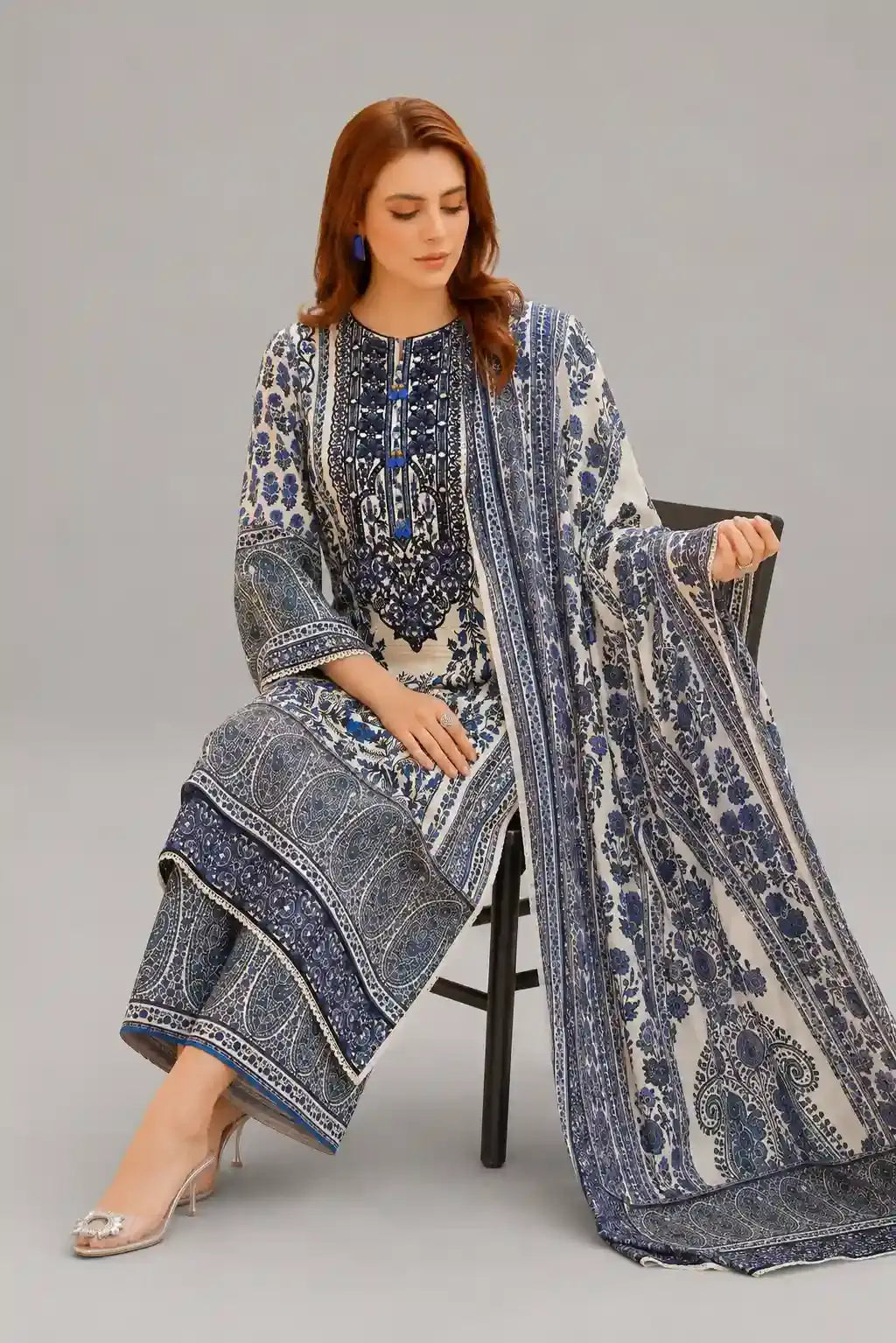 Embroidered 3pc Stitched Lawn