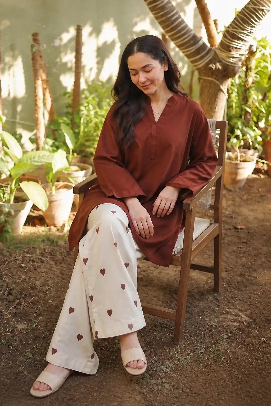 Hania Amir Brown Dress Embroidered Trouser