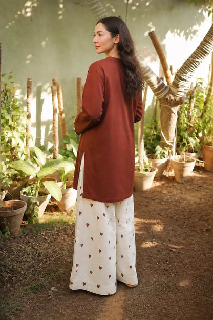 Hania Amir Brown Dress Embroidered Trouser