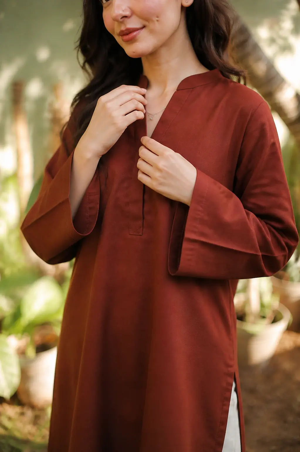 Hania Amir Brown Dress Embroidered Trouser