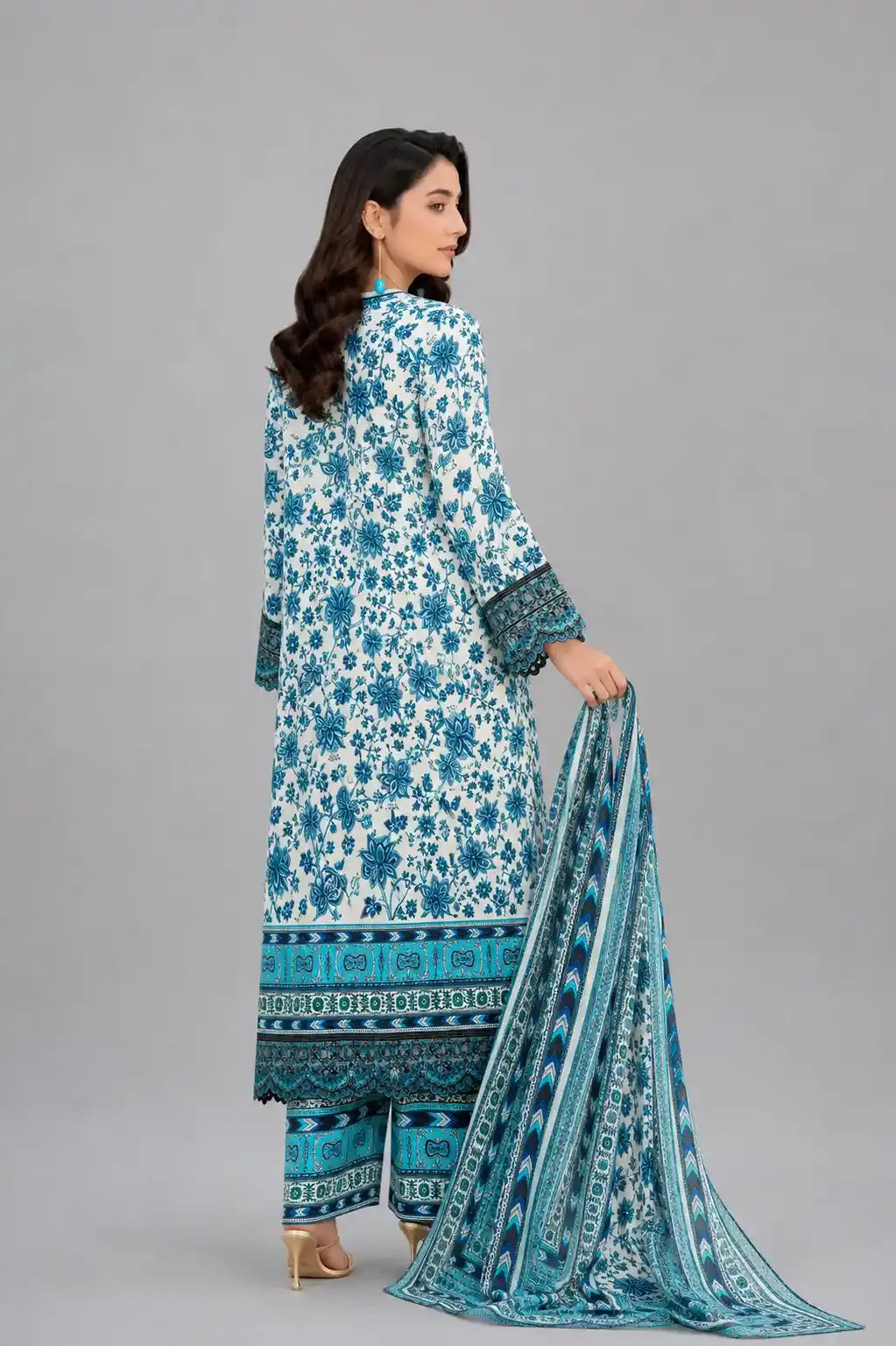 Sobia Nazir Ocean Teal Embroidered 3-Piece Lawn Dress