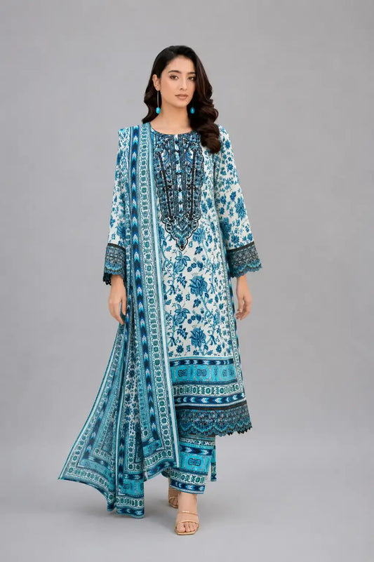 Sobia Nazir Ocean Teal Embroidered 3-Piece Lawn Dress